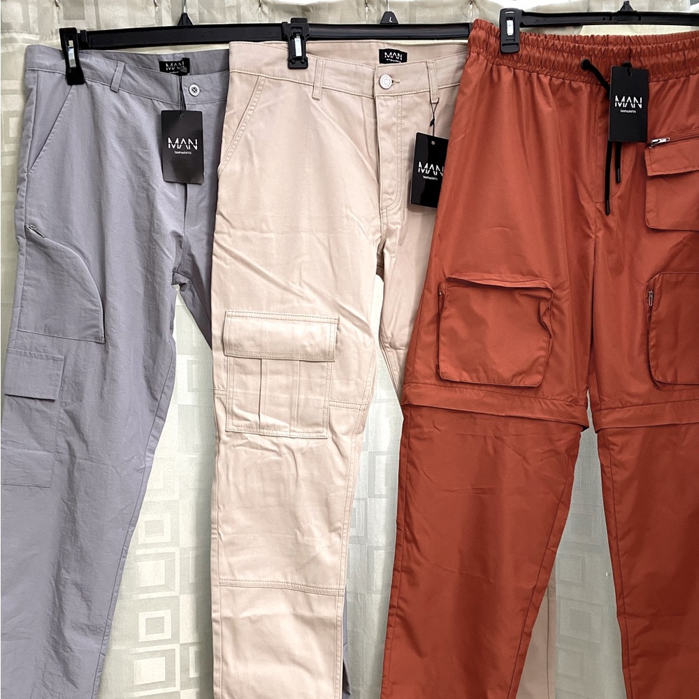 3 pair of Mens boohooMAN cargo pants